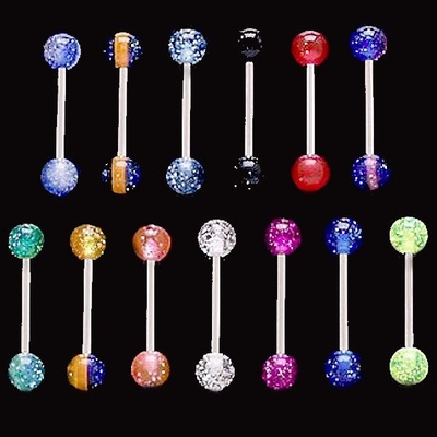 Šperky eshop piercing do jazyka třpytivá kulička W46.09 Žlutá