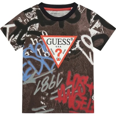 GUESS Тениска с къс ръкав за мини момче с цветни графити и червено лого Guess