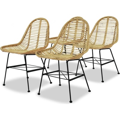 vidaXL Трапезни столове, 4 бр, естествен ратан (244570)