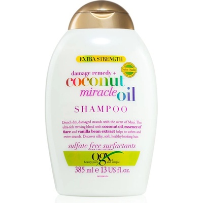 OGX Coconut Miracle Oil подсилващ шампоан за увредена коса с кокосово масло 385ml