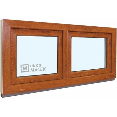 KÖMMERLING Plastové okno - 70 AD, 1200x500 mm, S/S, zlatý dub čiré, zlatý dub/bílá