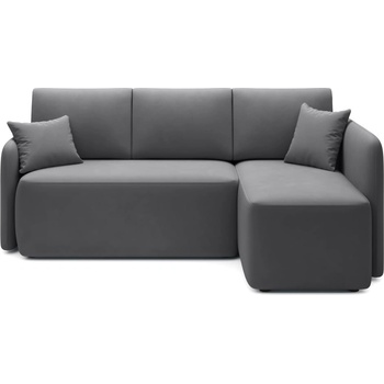 Eltap Кафяво-сив кадифен разтегателен ъглов диван с място за съхранение (десен ъгъл) Hadson - ELTAP (CO-HAD-RT-06SO)