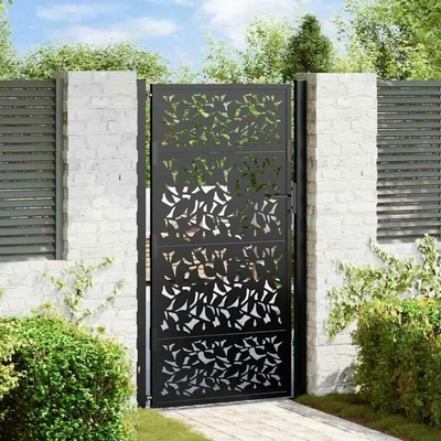 vidaXL Zahradní branka černá 105x180 cm ocel design listů – Zboží Mobilmania