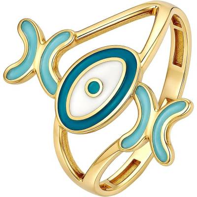 Zlaton Prsten žluté zlato s modrým okem 000360612226