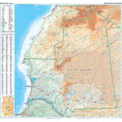 Gizi Map Mauritánie - nástěnná mapa 98 x 87 cm Varianta: bez rámu v tubusu, Provedení: laminovaná mapa v lištách
