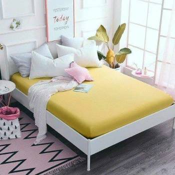 Image 1 of GoHome Обикновен долен чаршаф РАНФОРС - Жълт