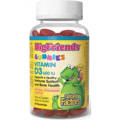 Natural Factors Big Friends Vitamin D3, 600 IU, 60 желирани таблетки, Natural Factors (1048 NF)