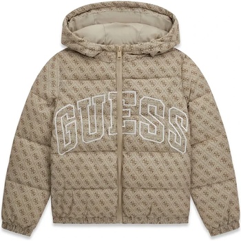 GUESS Зимно яке за момче в бежово с лога Guess и голям бял надпис