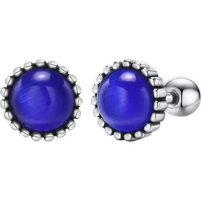Impress Jewelry ocelová šroubovací náušnice Modrý opal stříbrná Typ Pár ES-431
