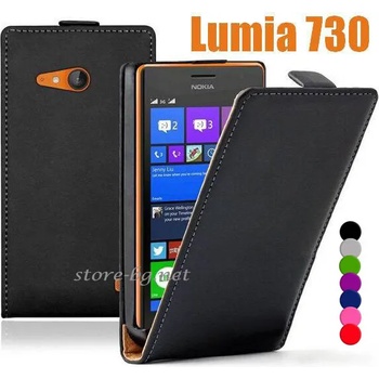 Nokia Lumia 730/735 Флип Кожен Калъф + Протектор
