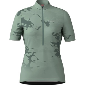 Löffler Дамска фланелка с къс ръкав за колоездене Löffler Women's Bike Jersey Half-Zip Mysteria Mid Cycling jersey - Cottage - размер 38 (EU) (156-2775-0113)