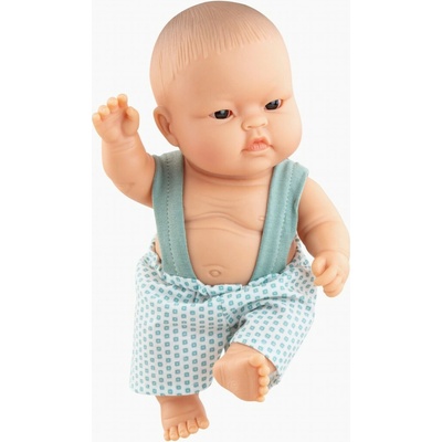 Paola Reina Realistická chlapeček Lucas v kalhotách s kšandami ze Španělska Los Peques 21 cm