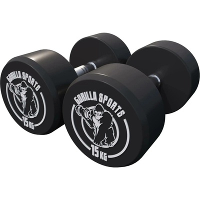 Gorilla Sports kulaté činky gumové, 2 x 15 kg