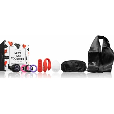 Dream Toys Pleasure Box párový vibrátor 1 ks + jednorazový masturbátor 1 ks + sada krúžkov na podporu erekcie 3 ks + lístky ruží 1 ks + masážna sviečka 1 ks + maska na oči 1 ks + putá 1 ks