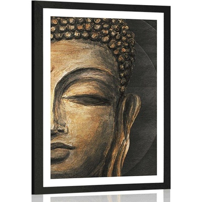 Plakát s paspartou tvář Buddhy - 40x60 white