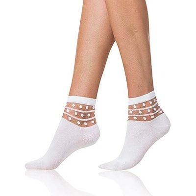 Bellinda TRENDY COTTON SOCKS Women's socks with decorative trim white černá