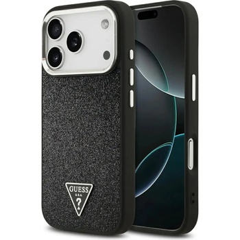 GUESS Glitter Triangle Logo MagSafe Case за iPhone 17 Pro - черен (3666339516819)