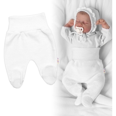 Baby Nellys Pletené kojenecké polodupačky Hand Made bílé
