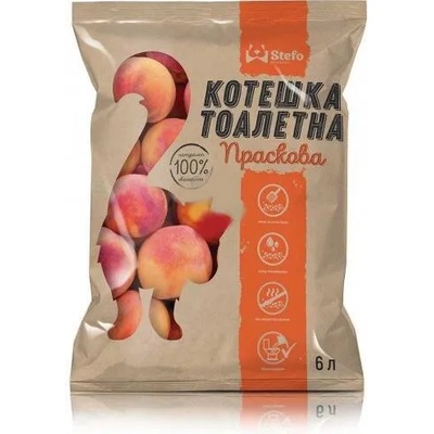 Stefo Peach - екологична котешка тоалетна от соя 6 литра, аромат праскова