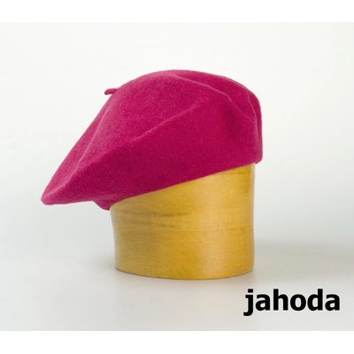 Vlněný baret jednobarevný 115´ jahoda