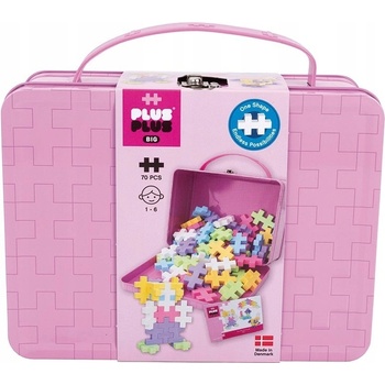 Plus-Plus Stavebnica veľký kovový ružový kufor 70 ks