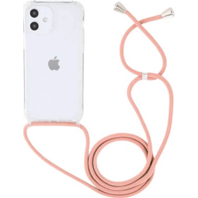Pouzdro SES Průhledné silikonové ochranné se šňůrkou na krk Apple iPhone 13 - růžové