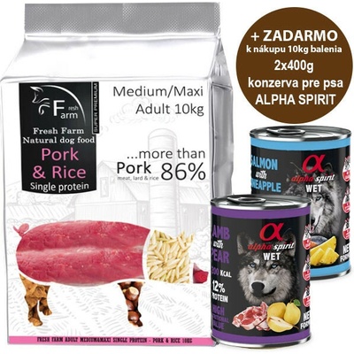 Fresh Farm Adult Medium & Maxi Single Protein Pork & Rice 10 kg