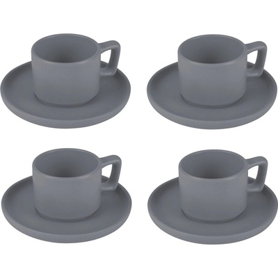 Berlinger Haus 4 dielna sada hrnčekov s podšálkou MATT GREY ASPEN BH/10018 100 ml