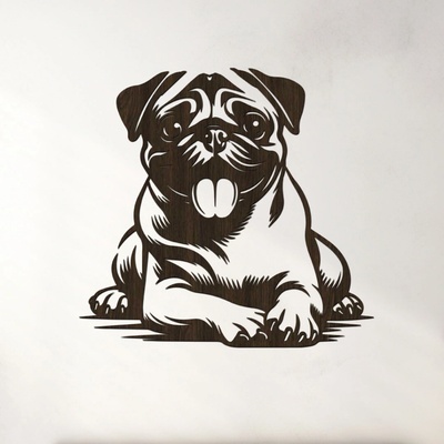 dřevo života Dřevěný obraz Mopse Zvolte rozměr šxv (cm): 40x38, Zvolte barvu dekoru: Wenge