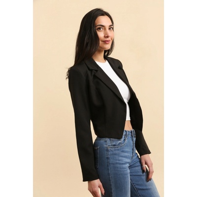 Dámske čierne elegantné sako bez zapínania Čierna