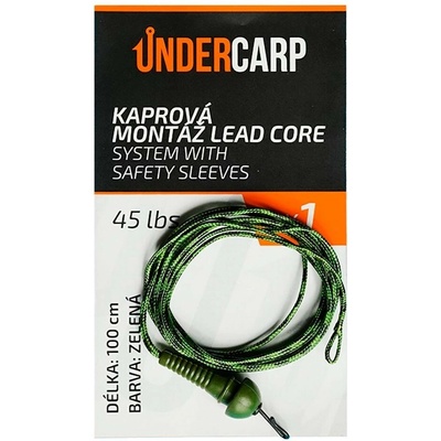 UnderCarp Lead Core System With Safety Sleeves 45lb 100 cm zelená