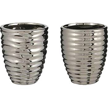 Mica КАШПА КЕРАМИЧНА ЗА ОРХИДЕИ Ø13х15см СРЕБРИСТА (011160)