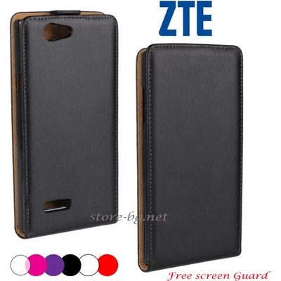 ZTE Blade L2 Флип2 Кожен Калъф + Протектор