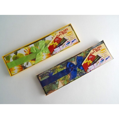 Krabička dárková 1379 skládací s mašlí na láhev celoroční 34x9,5x9,5cm