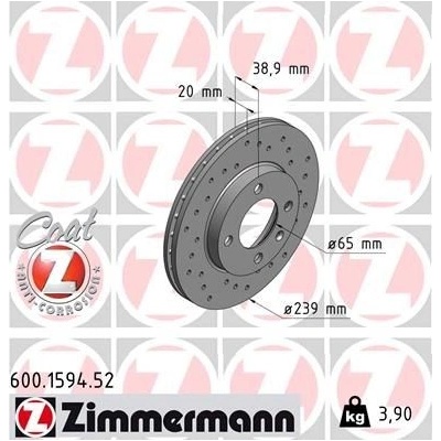 Brzdový kotúč (cena za 1ks) ZIMMERMANN 600.1594.52