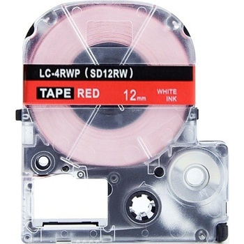 Compatible Epson LK-SD12RW, 12mm x 9m, бял печат / червен фон, съвместима лента (LKSD12RW)
