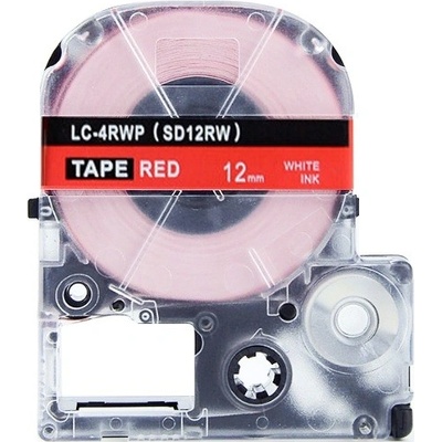 Compatible Epson LK-4RWP, SD12RW, 12mm x 9m, бял печат / червен фон, съвместима лента (LKSD12RW)