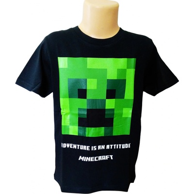 Fashion UK chlapecké tričko minecraft CREEPER s nápisem krátký rukáv černá