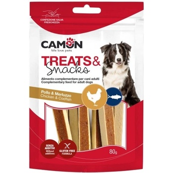 Camon Treats Snack Chicken Fish - деликатесно лакомство за кучета с риба и пилешко месо 80 гр, Италия - AE017