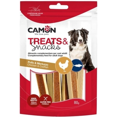 Camon Treats Snack Chicken Fish - деликатесно лакомство за кучета с риба и пилешко месо 80 гр, Италия - AE017