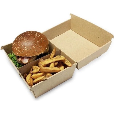 Nideko Burger box DOUBLE s extra priečinkom 20x13x11cm hnedý