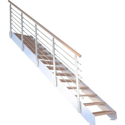 StarWood Kovové schody Kos 13 st. buk olej. 87 cm design. zábradlí bílá
