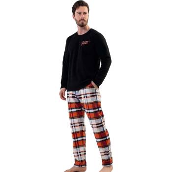 Image 1 of Мъжка поларена пижама в черно и кариран десен