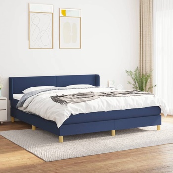 vidaXL Боксспринг легло с матрак, синьо, 180x200 см, плат (3130135)