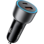 ACEFAST Зарядно за кола Acefast (B21) - USB, Type-C, 75W, PD3.0, LED фоново осветление, интелигентно разпределение на мощността, DC12-24V - Метално сиво