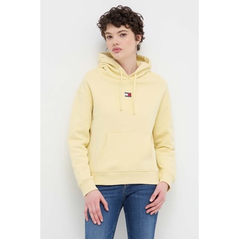 Tommy Hilfiger Памучен суичър Tommy Jeans в жълто с качулка апликация DW0DW17326 (DW0DW17326)