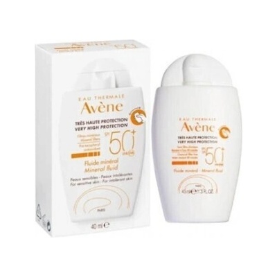 Avène Хидратиращ гел-флуид за лице за яувствителна кожа, , Avene Fluide Mineral Facial Sunscreen For Sensitive Skin SPF50+ 40 ml