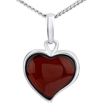 SILVEGO Strieborný prívesok Srdce s prírodným jantárom AAJ360M6