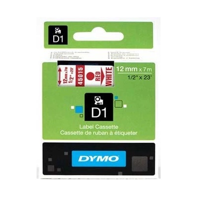 Dymo D1 45015, S0720550, 12mm x 7m červená tlač / biely podklad, originálna páska