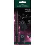 Faber-Castell Sparkle Midnight Комплект триъгълни графитни моливи от 4 части в черно/розово B FC118296 (FC118296)